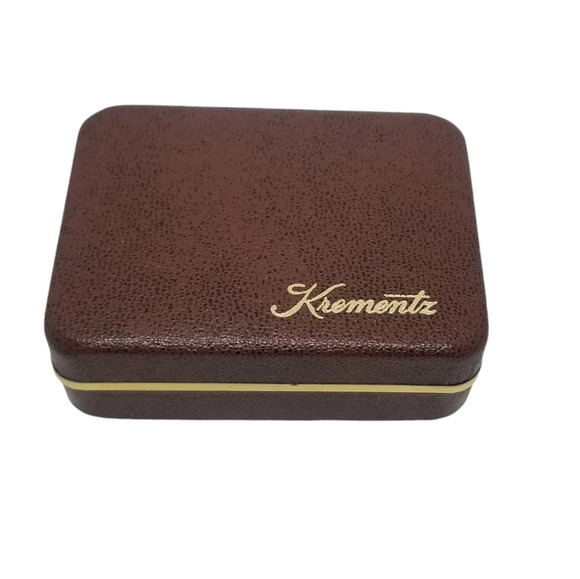 KREMENTZ VINTAGE 14K GOLD OVERLAY PIN WITH GENUINE RUBY & FRESHWATER PEARL & BOX - Picture 5 of 6